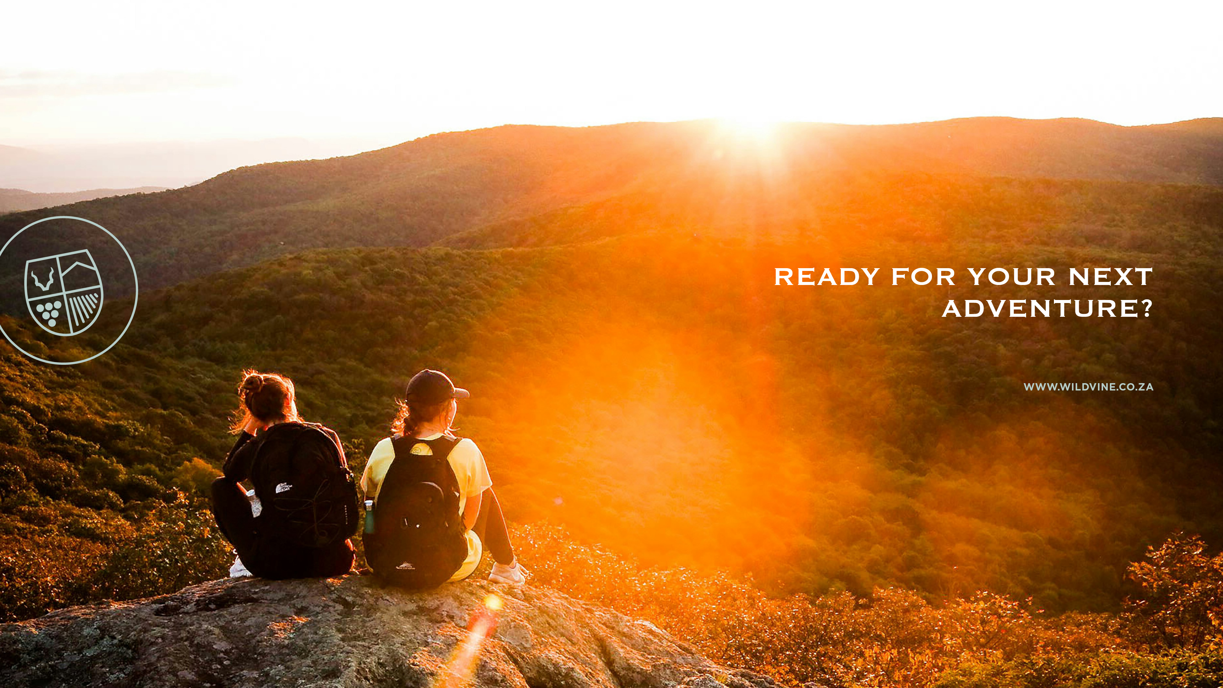 Wild Vine campaign — hikers looking across the landscape at sunset